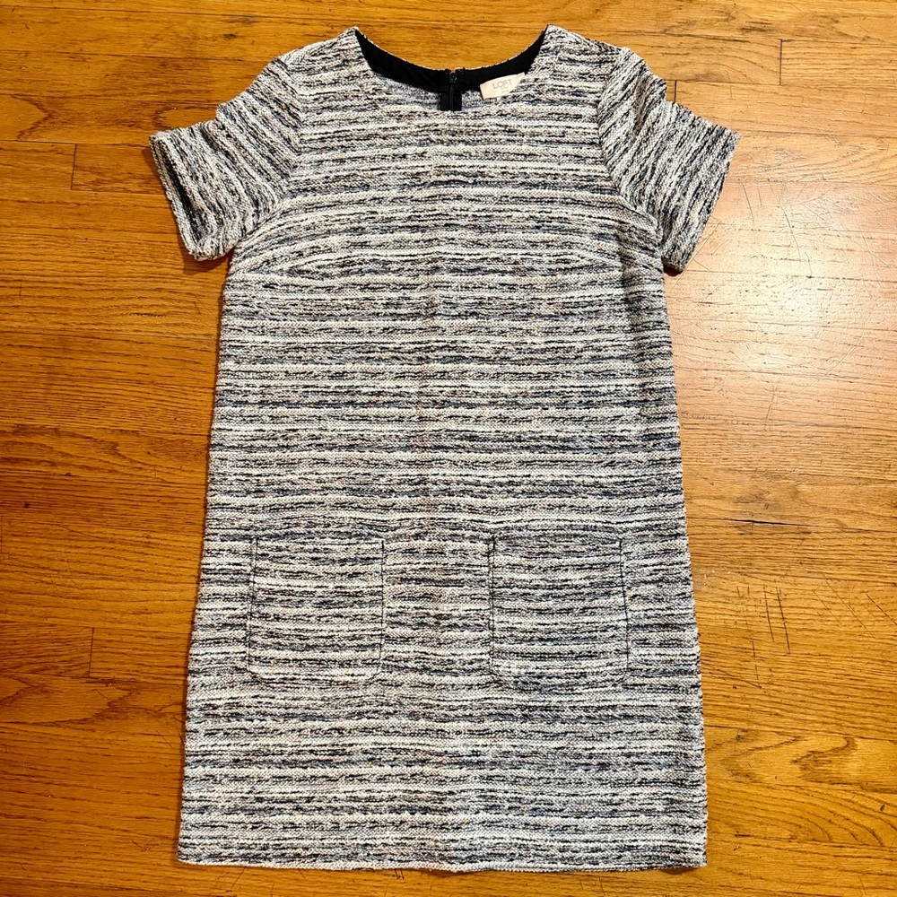 Loft Short Sleeve Sheath Tweed Dress